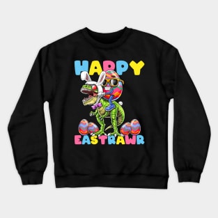 Happy Easter Bunny Dinosaur Egg Rabbit Ears Crewneck Sweatshirt